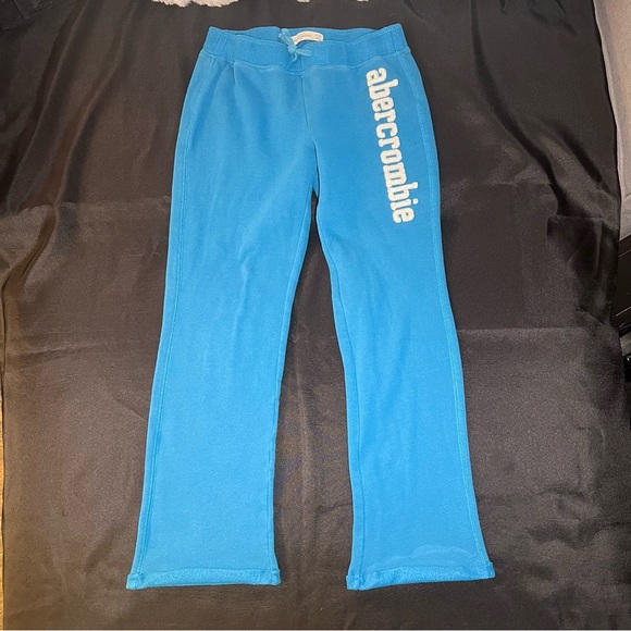 Girls Abercrombie & Fitch Kids Open-hem Turquoise Sweatpants - Picture 1 of 4